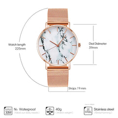 Elegant Alloy Marble Dial Watch